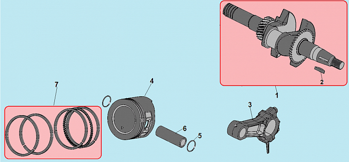 5 ПОРШЕНЬ -ЦИЛИНДР -КОЛЕНВАЛ- КОЛЬЦА МОТОПОМПА CHAMPION GTP80