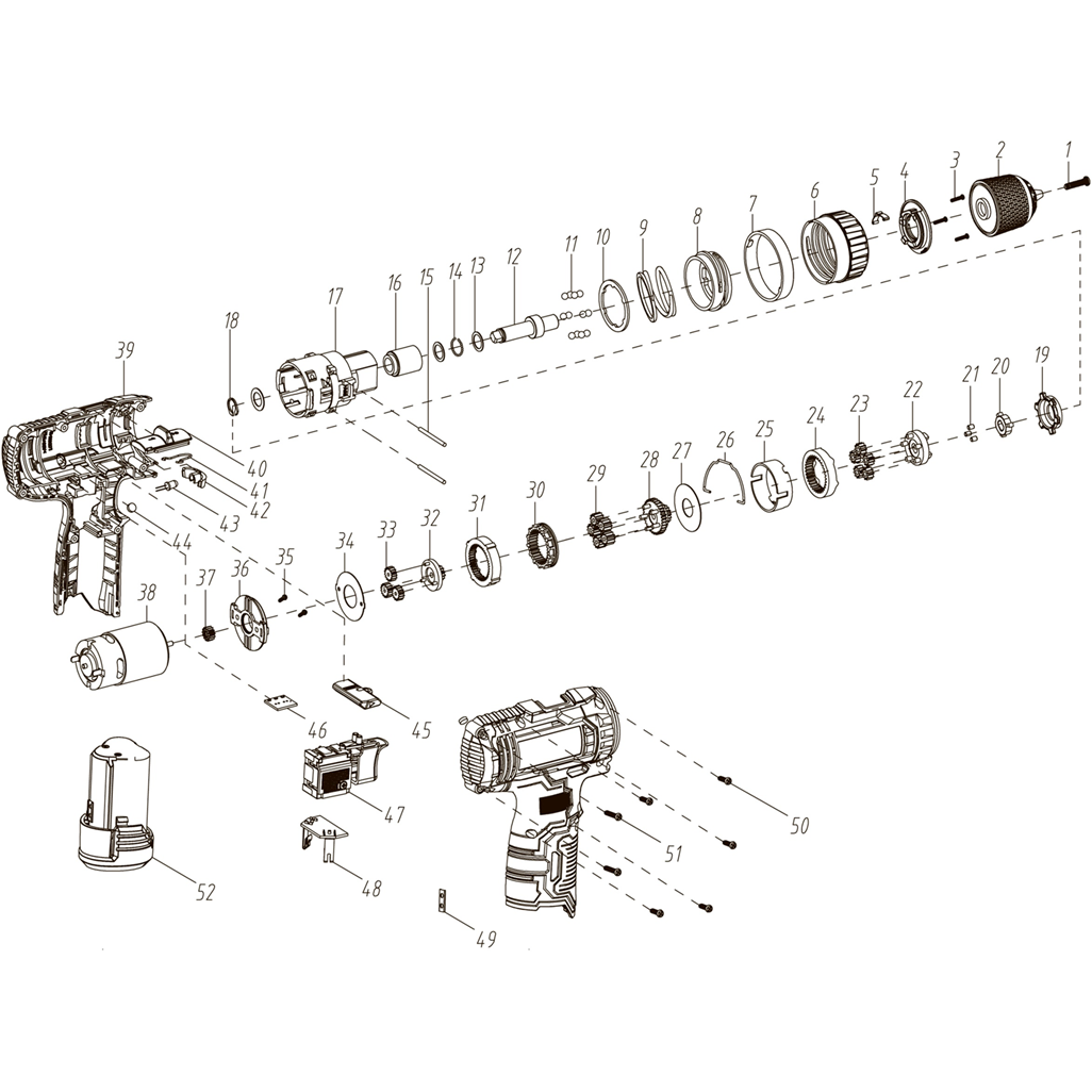Дрель-шуруповерт, 2 АКБ (1.3 Ач), в кейсе ДШЛ-121 КН