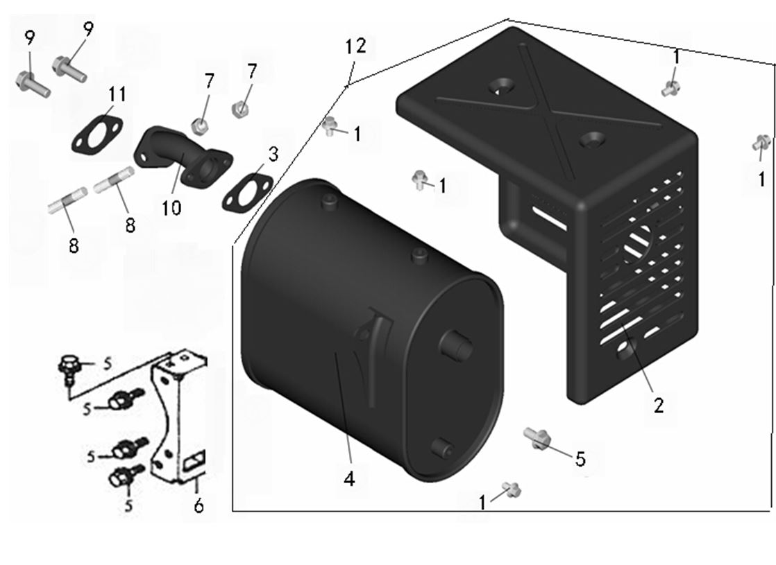 ЗАПЧАСТИ ДЛЯ ГЕНЕРАТОРА БЕНЗИНОВОГО ELITECH СГБ 6500Р (ГЛУШИТЕЛЬ)
