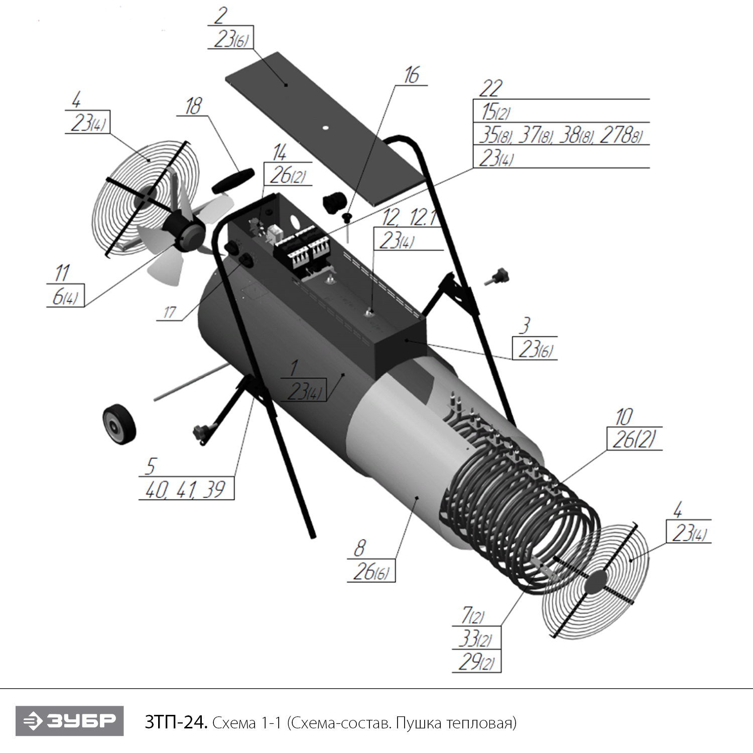 Пушка тепловая, круглый корпус ЗТП-24